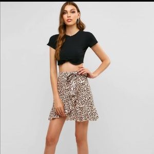 leopard skirt with front tie